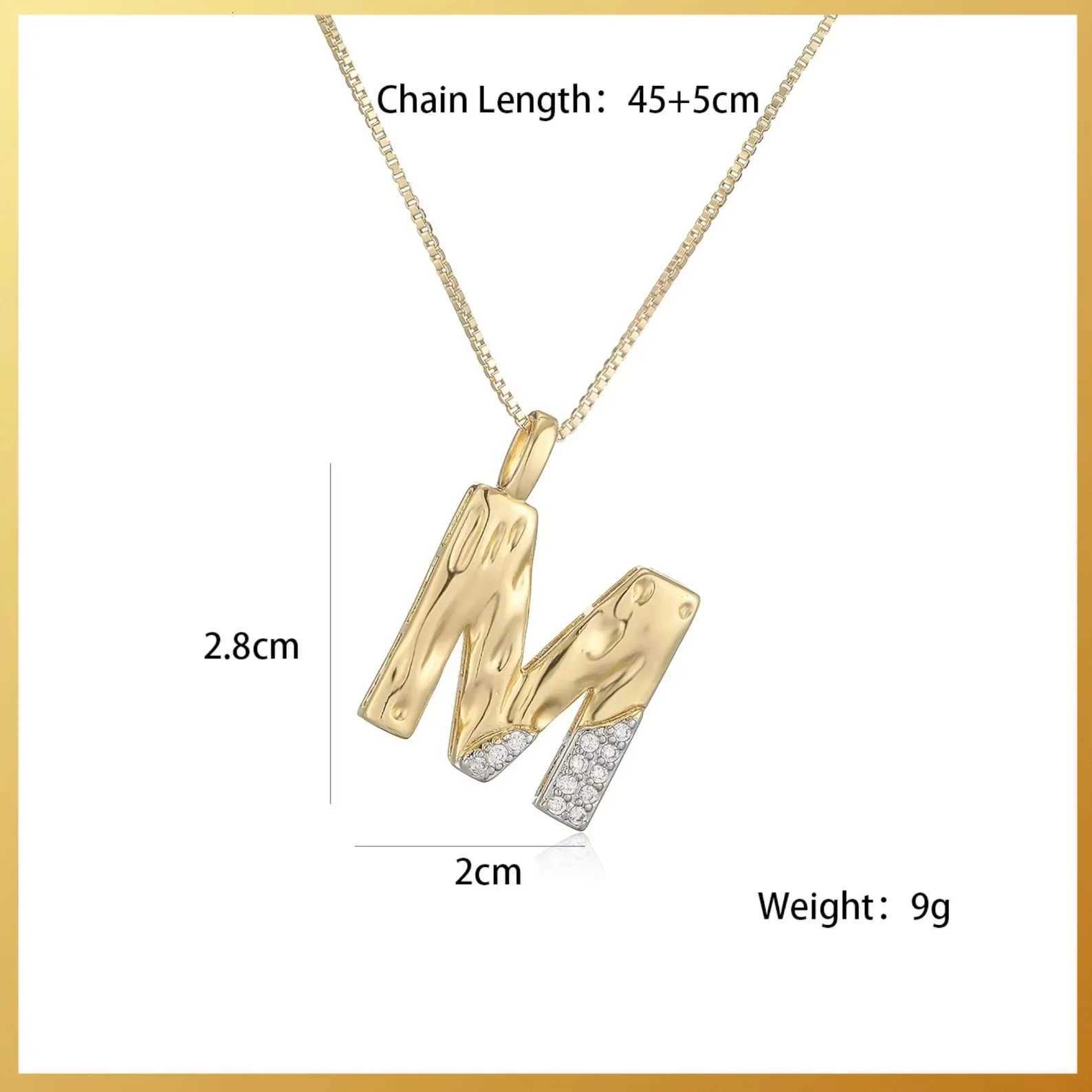 26 Zircon Letter Initial Pendant Necklace Two Tones Copper Micro Setting Letters Necklace for Women M251216