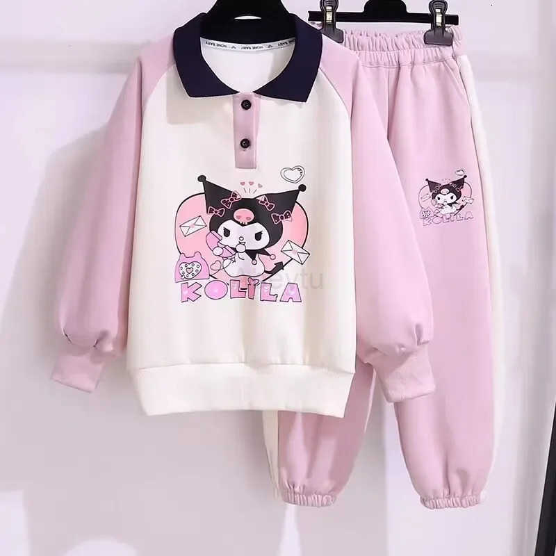 Sanrio hello kitty girls kuromi hoodie pants suit spring autumn new sportswear Sweater childrens long sleeve jacket H251216