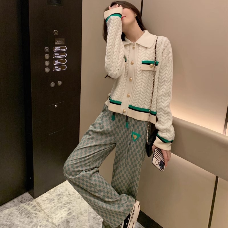 Autumn Chic Style Suit Set Womens Trendy Casual Wide Leg Pants Two Piece Outfit Elegant Slim Fit Fashion Loungewear 250726