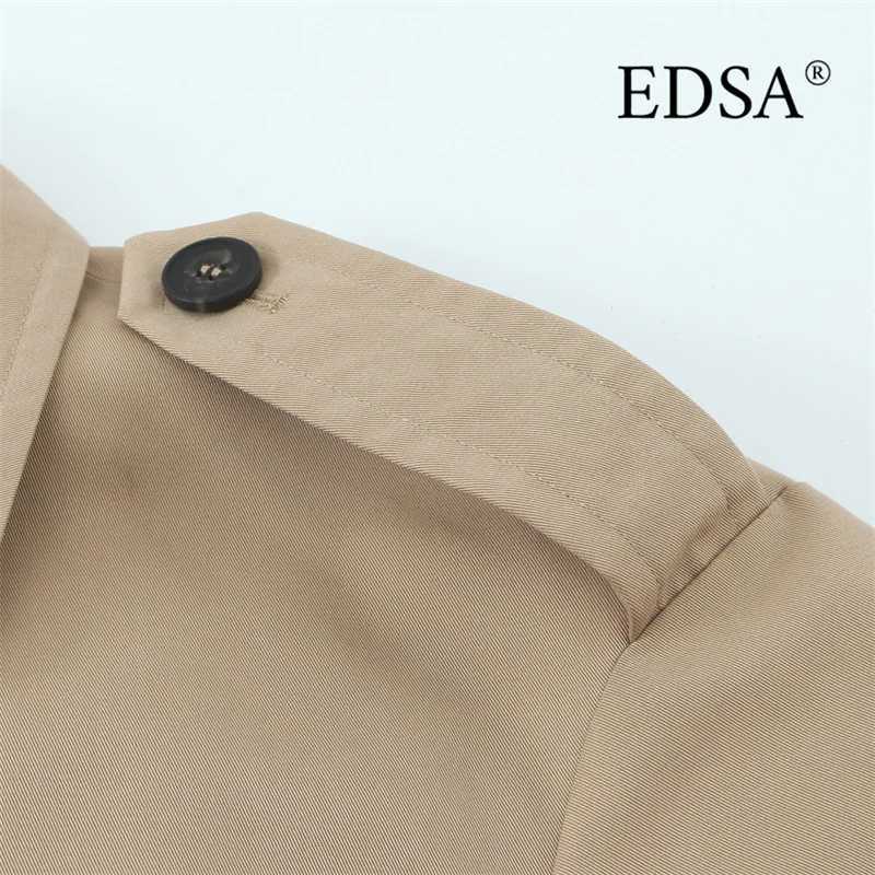 EDSA Women Double Breasted Cropped Trench Jacket Long Sleeves for Female Autumn Winter OuterwearT251216