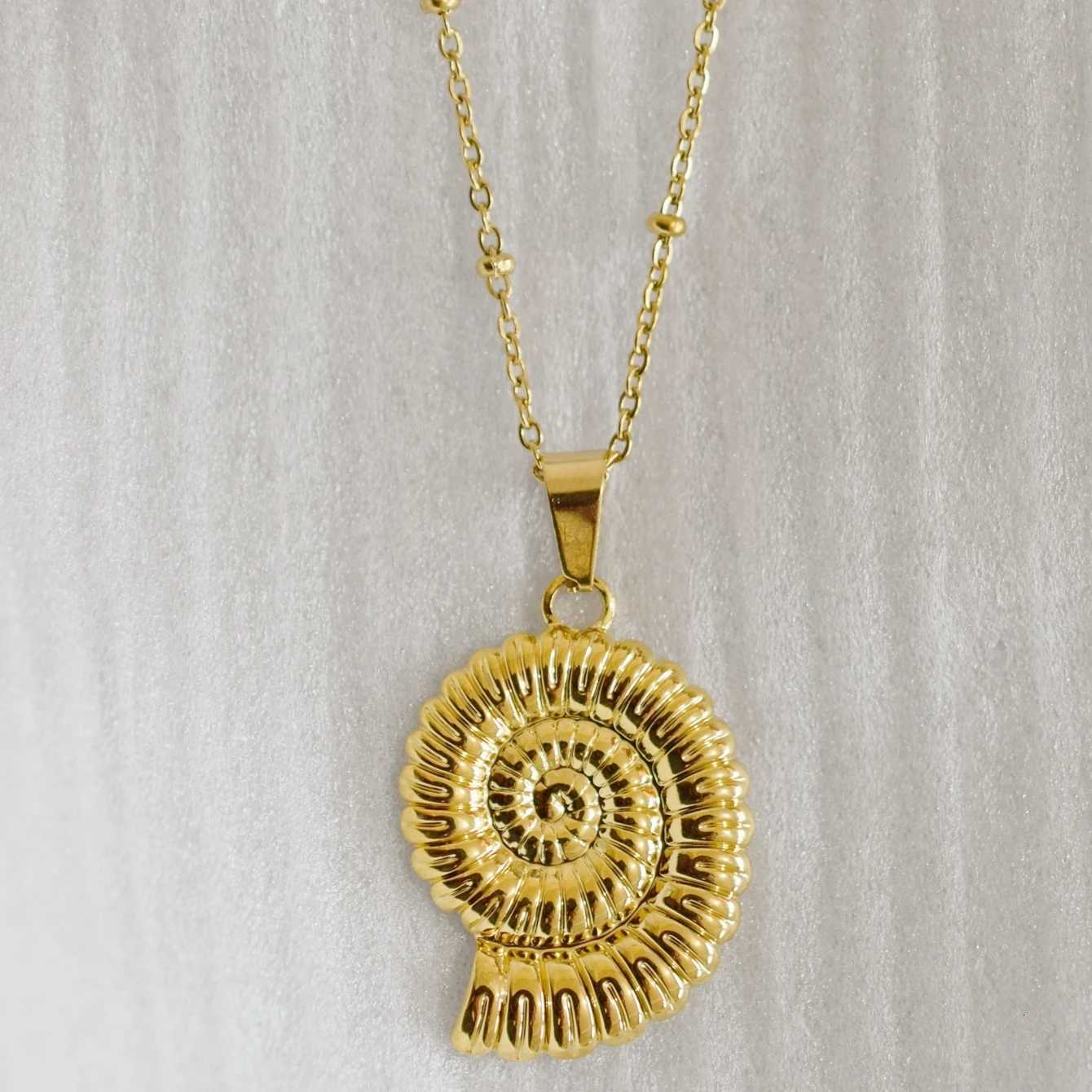 Hot Sale Stainless Steel Conch Necklace Gold Plated Titanium Steel Conch Shell Clavicle Chain M251216