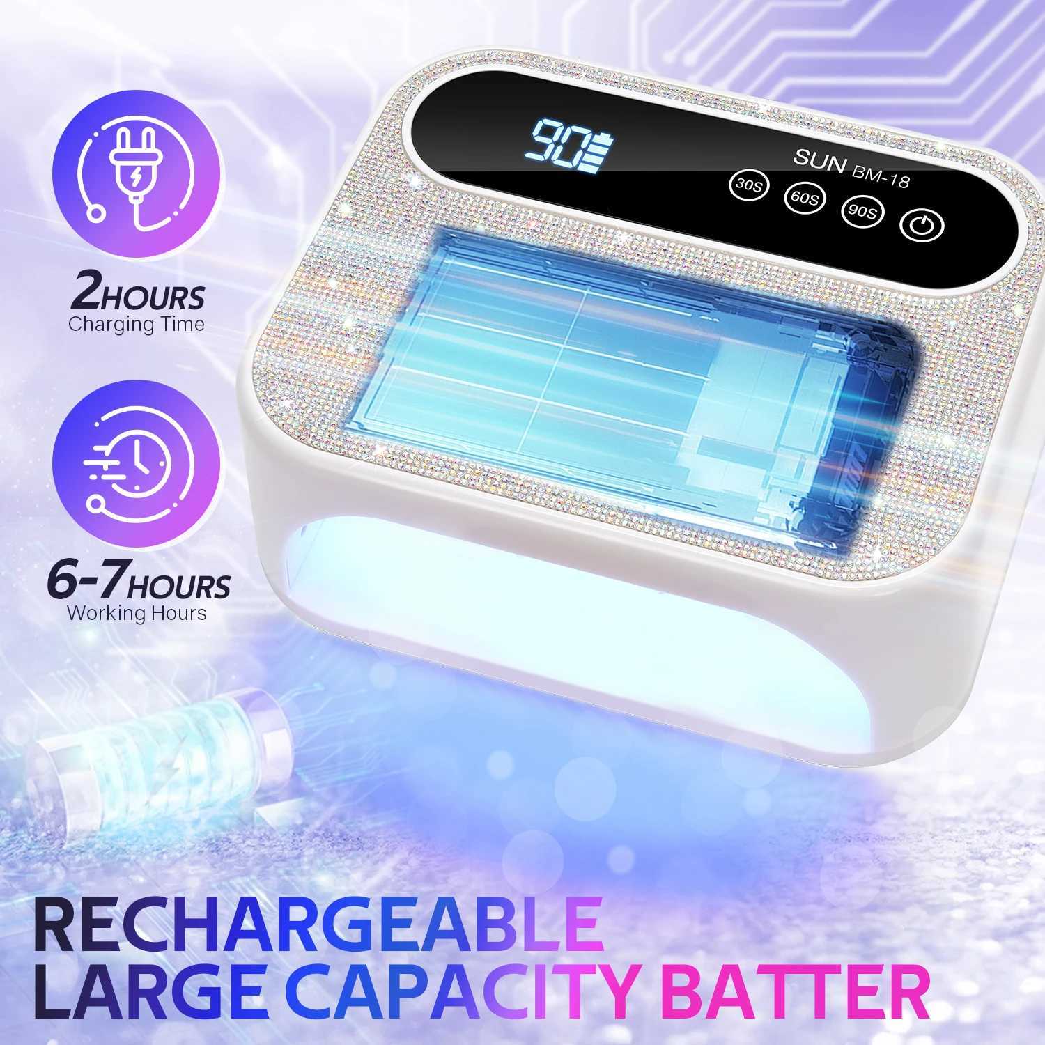 42LEDS Rechargeable Nail Lamp Professional UV LED Lamp With Diamonds 168W Gel Polish Drying Lamp For Nails Manicure ToolsT251216