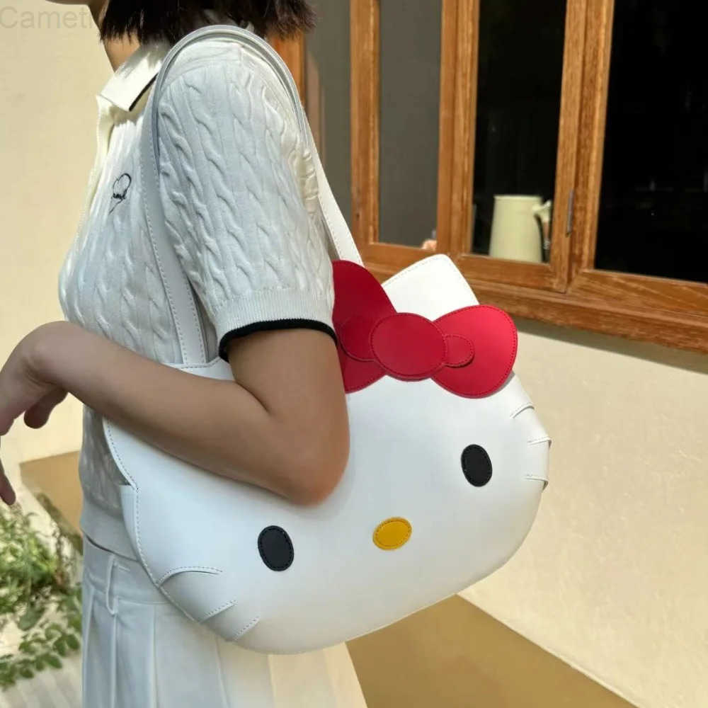 Sanrio Kawaii Hello Kitty Tote Bag Cartoon PU Backpack High Capacity Portable Shoulder Bags Commuting Handbag Student Girl Gift H251216