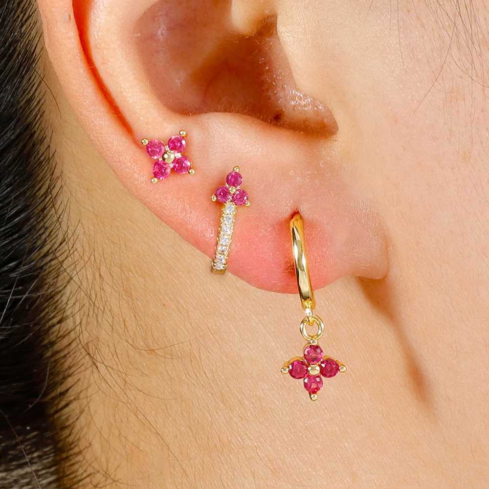 3PCS Fashion Stainless Steel Flower Small Hoop Earrings Set for Women 18K Gold Plated Huggie Cartilage Piercing Jewelry aretes G251216