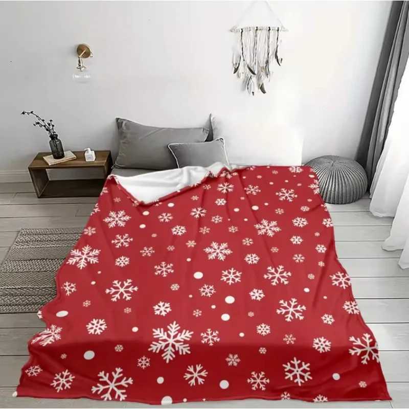 Christmas Blanket Red White Snowflake Soft Flannel Warm Cozy Xmas Pattern Home Decor Sofa Couch Living Room Festive Holiday Gift H251216 - view 4