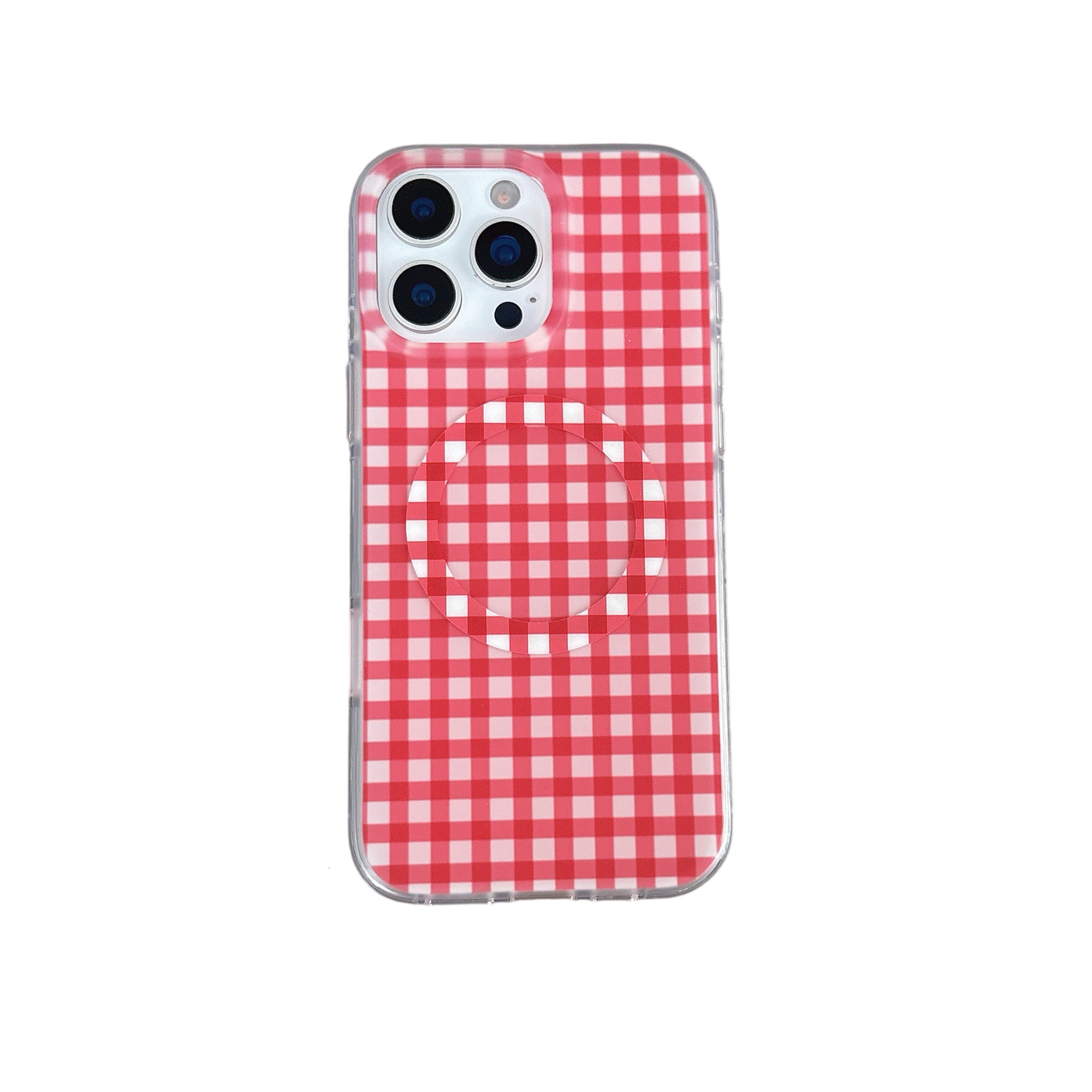 Magnetic Heart Stand Compatible with iPhone 17 Pro Max Apple 16P Phone Case 14/15 Solid Color Plaid