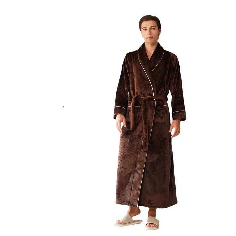 Sleepwear Shower Robe Winter Flannel Mens Large-sized Bathrobe Long Thick Winter Hotel Bathrobe C251216