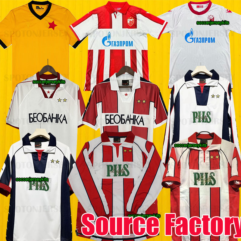 95 97 99 01 Red Star Belgrade retro soccer jerseys 1995 1997 1999 2001 Pjanovic Drulic Stankovic Petkovic vintage classic football shirts long sleeve kits 25 26