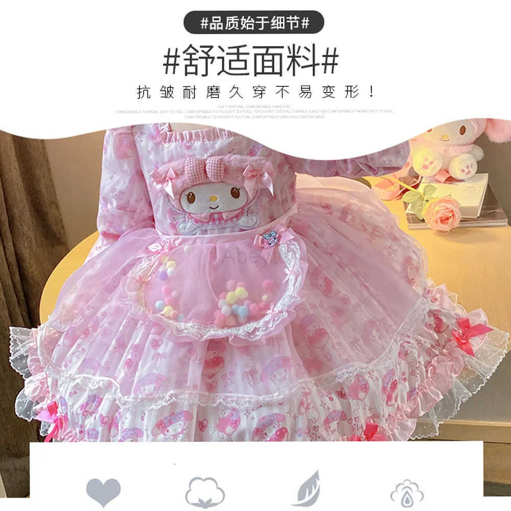 Sanrio Sanrios Kawaii Melody Girls Cartoon Lolita Dress Spring Autumn Cartoon Birthday Party Cosplay Tutu Dress Kids Princess Costume H251216