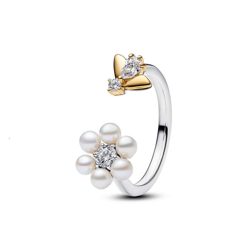 Luxury Original 925 Sterling Silver Heart Bow Flower Pearl Bee Rings For Women Fine Jewelry Party Valentines Day Gift