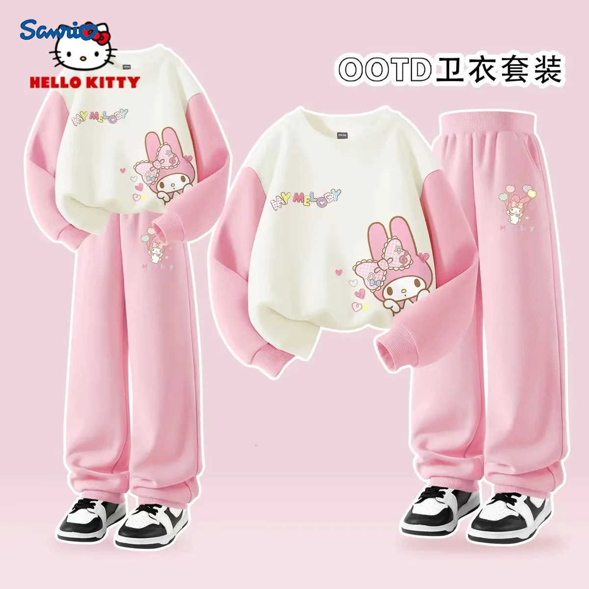 Sanrio Autumn Baby Girl Clothes Set Cartoon Printed Pullover Sweatshirts Top And Pants Bottom 2 Pieces Suit Kid Children Boy Tracksuits H25121611