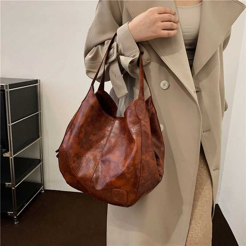 Vintage Womens Bag PU Leather Large Capacity Marble Grain Shoulder Bag Daily Commuter Handbag Shopping Totes M251216