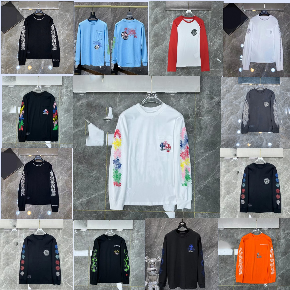 fashion men t shirt crew neck sweatshirt fashion hoodies designer men jumper mens hoodies sweatshirt Hip hop loose long sleeves Men's crew long sleeves cotton print