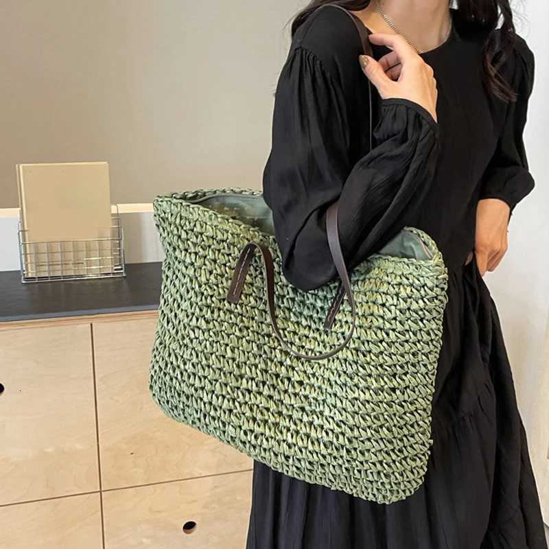 Straw Woven Tote Bags Casual Large Design Capacity Handbag Beach Shoulder Simple Womens Bag Shopping Summer bolsos M251216