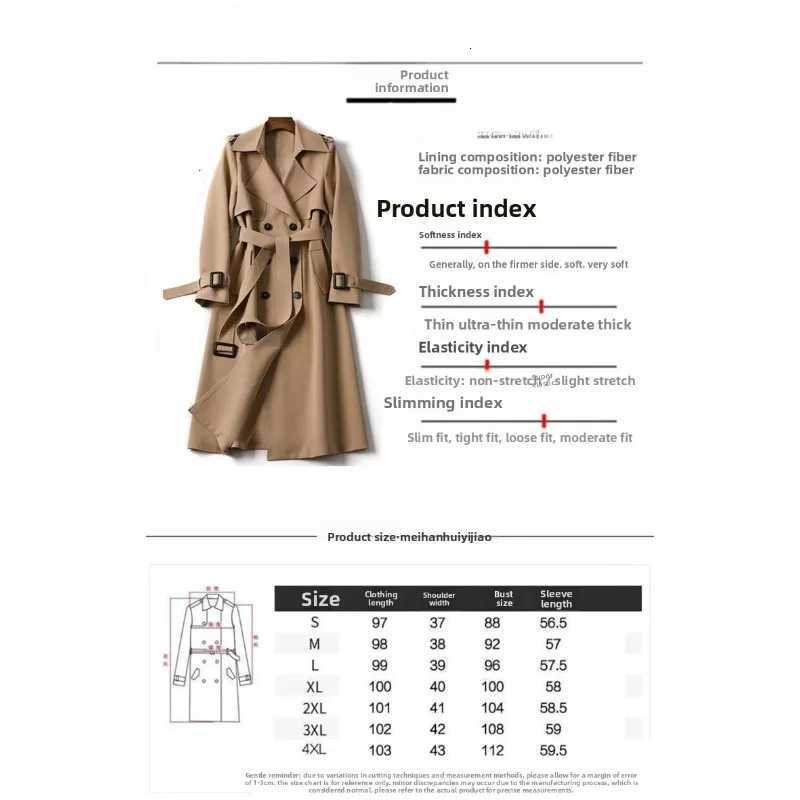 2025 New Women Trench Coat Mid Length Petite British Style Knee Length CoatT251216