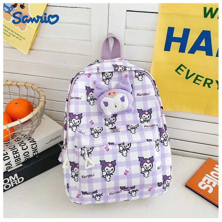 Sanrio Kawaii Kuromi Cartoon School Bags Anime Travel Bags Large Capacity Schoolbag Portable Backpacks Christmas Gifts For Boys Girls H251216