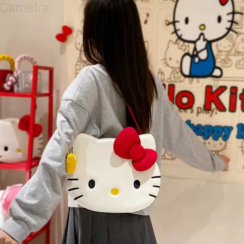 Sanrio Hello Kitty Tote Bag For Women Cartoon Kitty PU Leather Backpack Large Capacity Shoulder Bag Handbag Student School Bag H251216