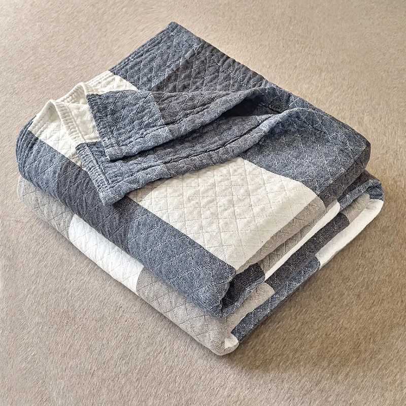 Japanese-style cotton washed cotton towel quilt three-layer gauze thin summer cool quilt office nap blanket sofa blanket H251216 - view 4