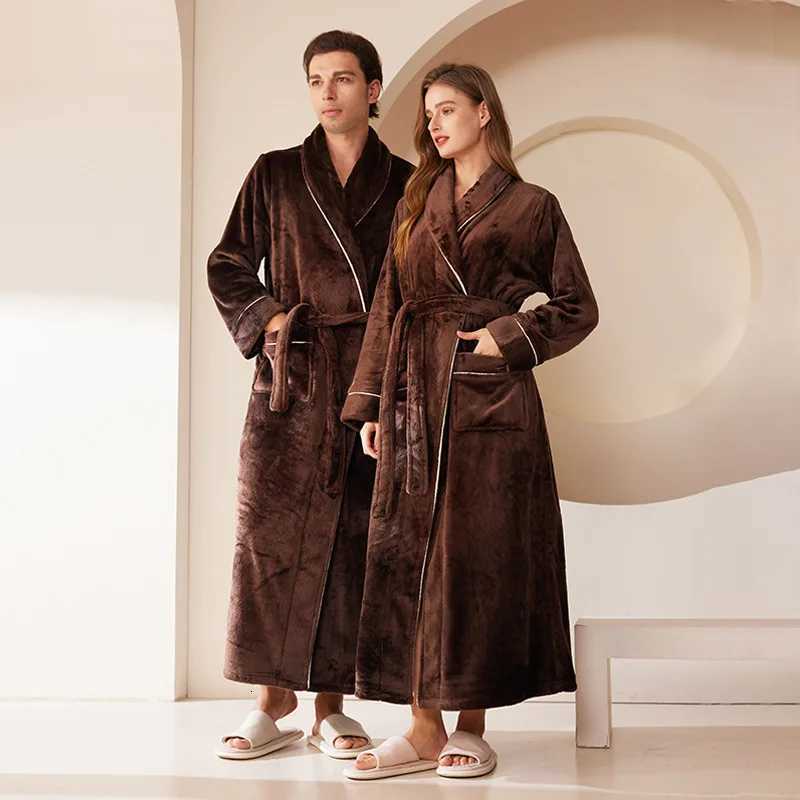 Sleepwear Shower Robe Winter Flannel Mens Large-sized Bathrobe Long Thick Winter Hotel Bathrobe C251216