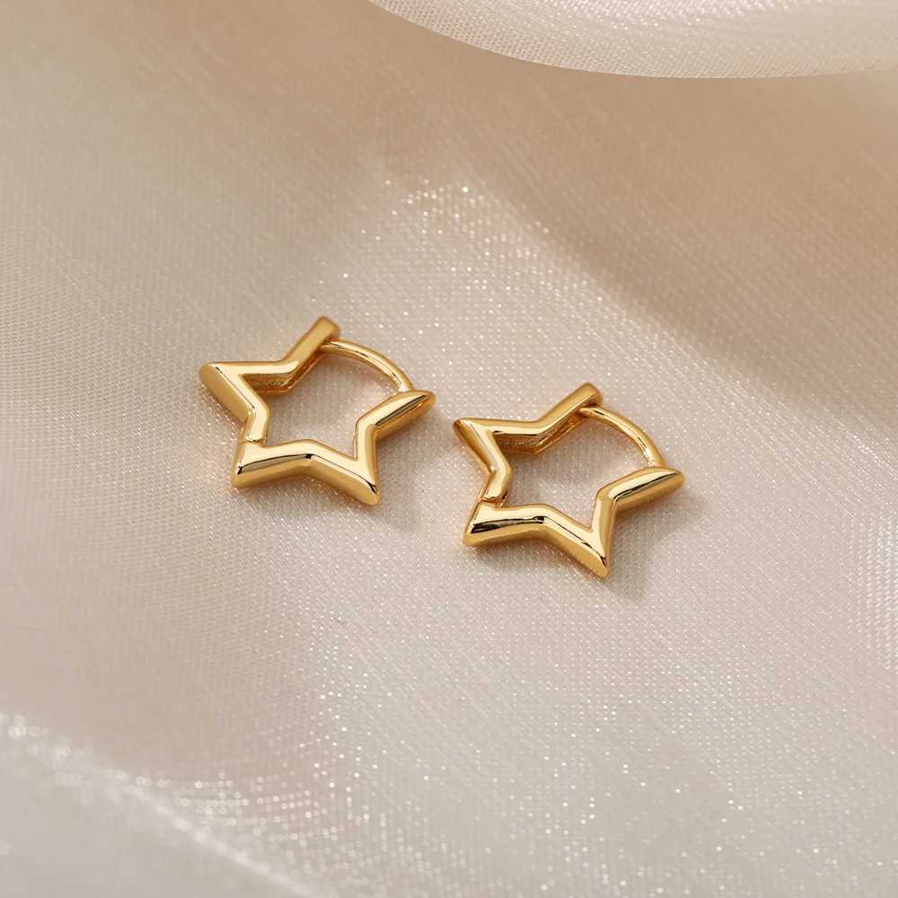 Luxury Star Pendientes Earrings For Women Girl Stainless Steel Minimalist Hoop Piercing 2025 New In y2k Jewelry aretes de mujer G251216