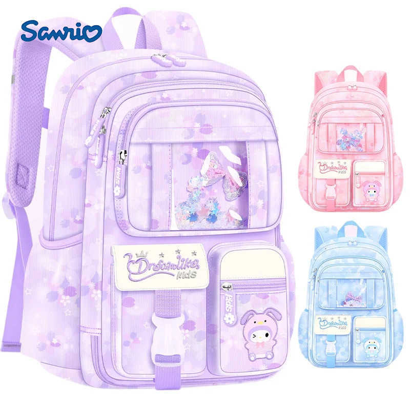 Sanrio My Melody Kuromi Sanrios Backpack Student Bag Girl Cartoon Kawaii Anime Breathable Super Light Large Capacity Child School Bag H251216