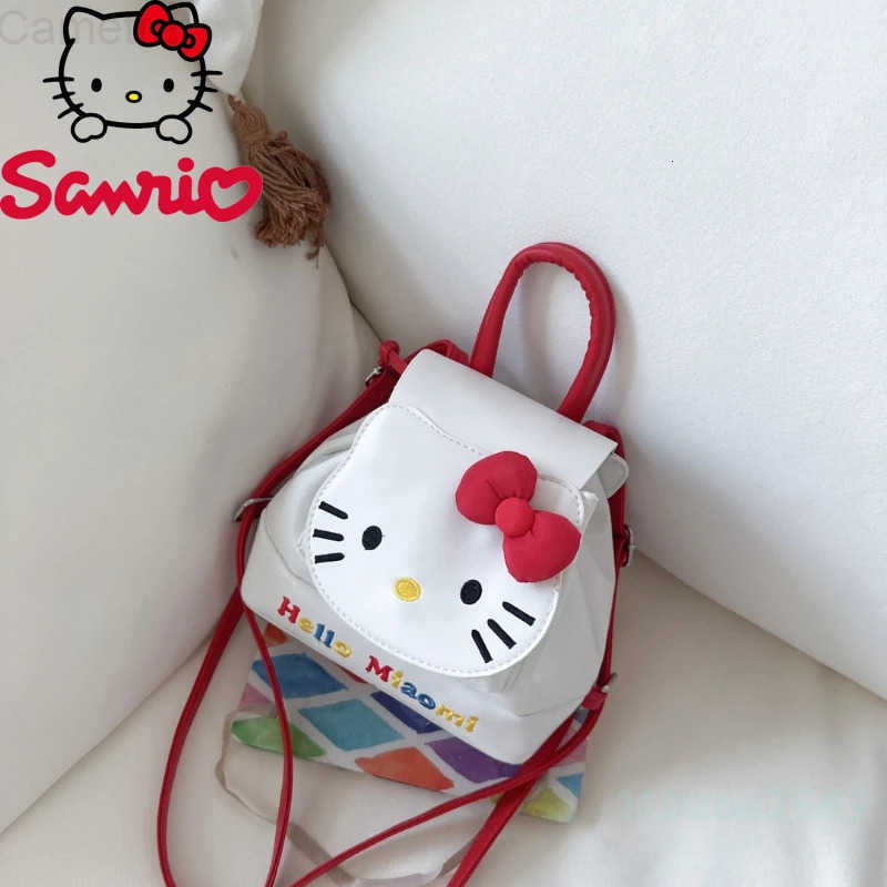 Sanrio HelloKitty 2025 New Student Backpack Fashion High Quality Pu Womens Shopping Backpack Cartoon Versatile Girl Mini Backpack H251216