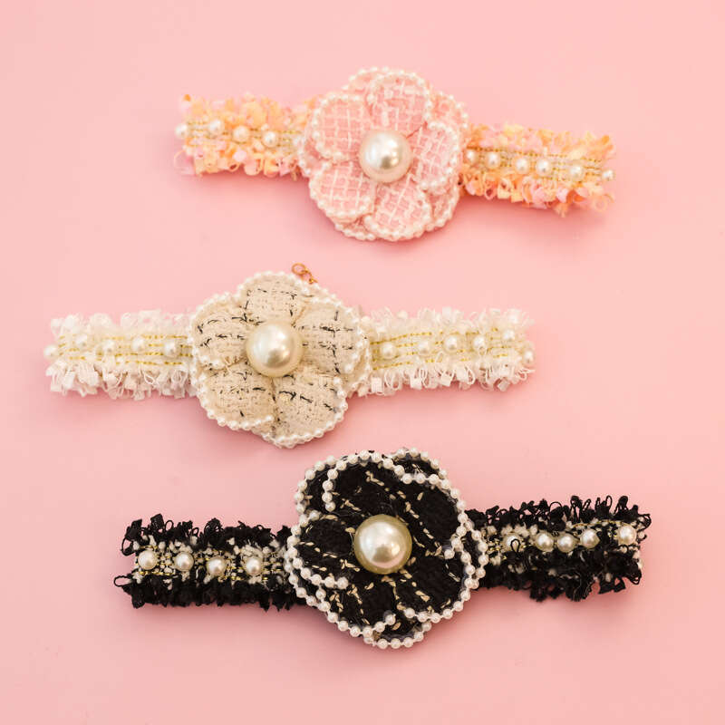 Collar Pet for Kittens and Small Dogs luxury Accessories Camellia Pearl Rose Flower High End Lady Princess Neckband Dogs & Accessories Flower