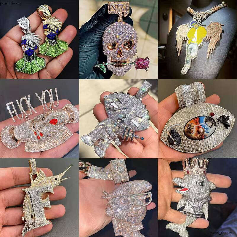 VVS Pass Moissanite Tester Ice Out Silicon Stone Custom 925 Silver Hip Hop Boutique Jewelry Pendant Chain Buckle