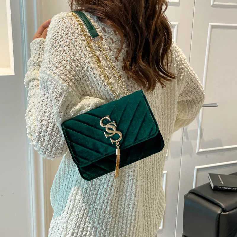2025 Plaid Chain Square Bag Niche Crossbody Purse for Women Letter Print Shoulder Tote Minimalist Day-to-Night Bag Textured M251216