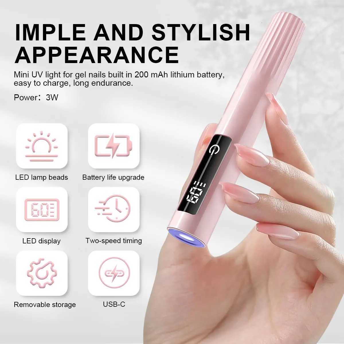 MiNi Hand Held UV LED Nail Lamp Rechargeable USB Nail Dryer With Bracket Base Desktop Convenient Nail Glue UV Light ToolT251216