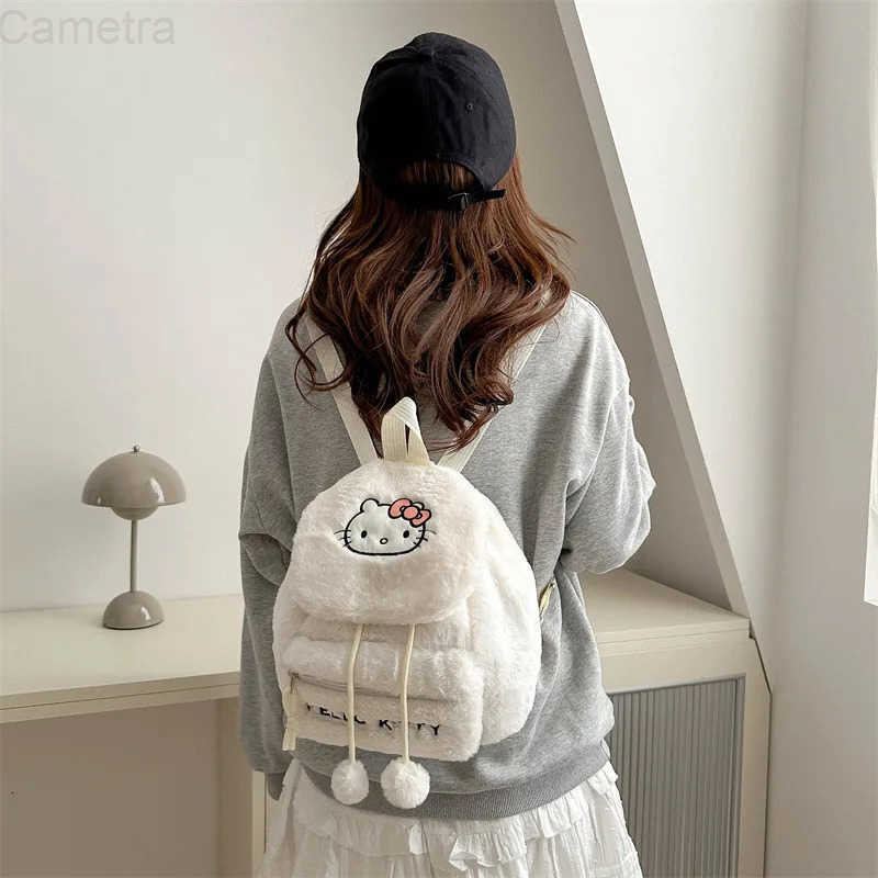 Sanrio Lovely Embroidery Stuffed Backpack Cartoon Hello Kitty Kuromi Cinnamoroll High-capacity Backpack for Students Schoolbag H251216