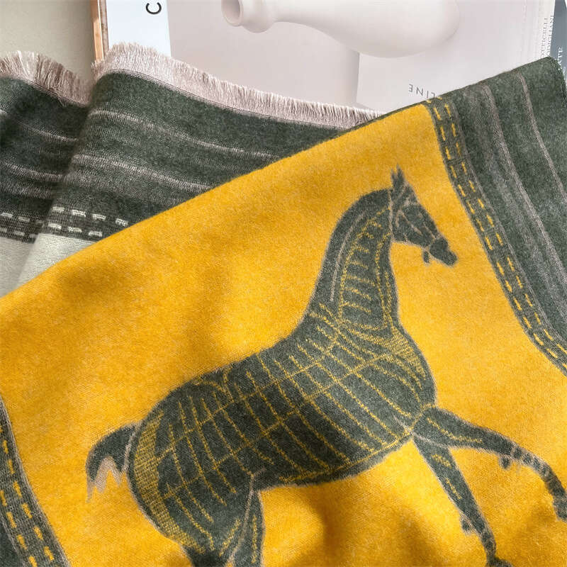 Autumn Winter Women Pashmina Shawls and Wraps Cashmere Blanket Warm Thick Stoles for Ladies Outdoor Scarf 2024 New Print G250818