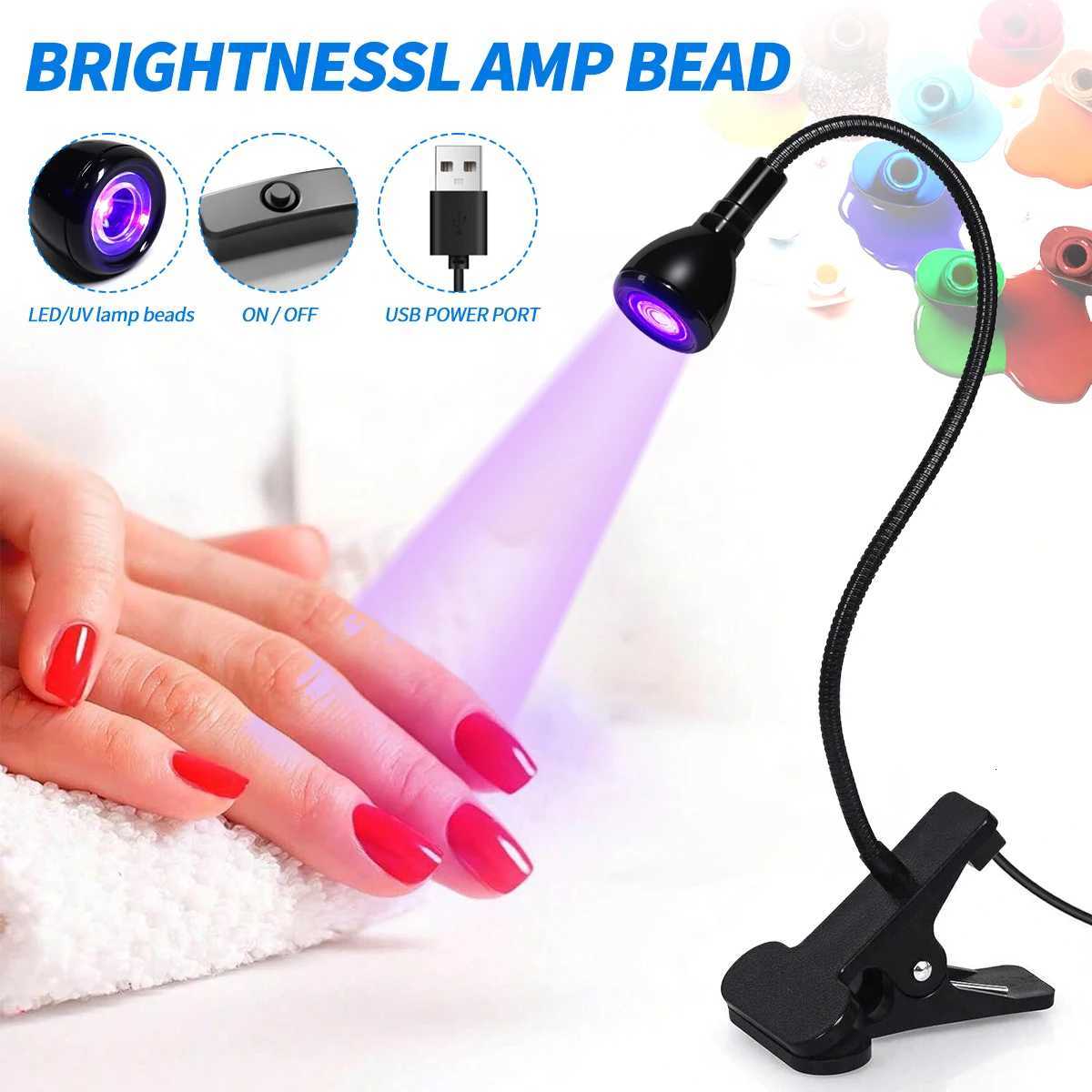 Gooseneck Nail Enhancement Lamp Nail Lamp With Clip USB Nail Enhancement Light Nail Polish Uv Curing Violet Light Quick dryingT251216