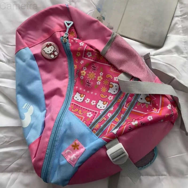 Sanrio Hello Kitty Y2K Vintage Single Shoulder Backpack Fashion Casual Versatile Slant Backpack Sports Style Cute Sweet Girl Bag H251216