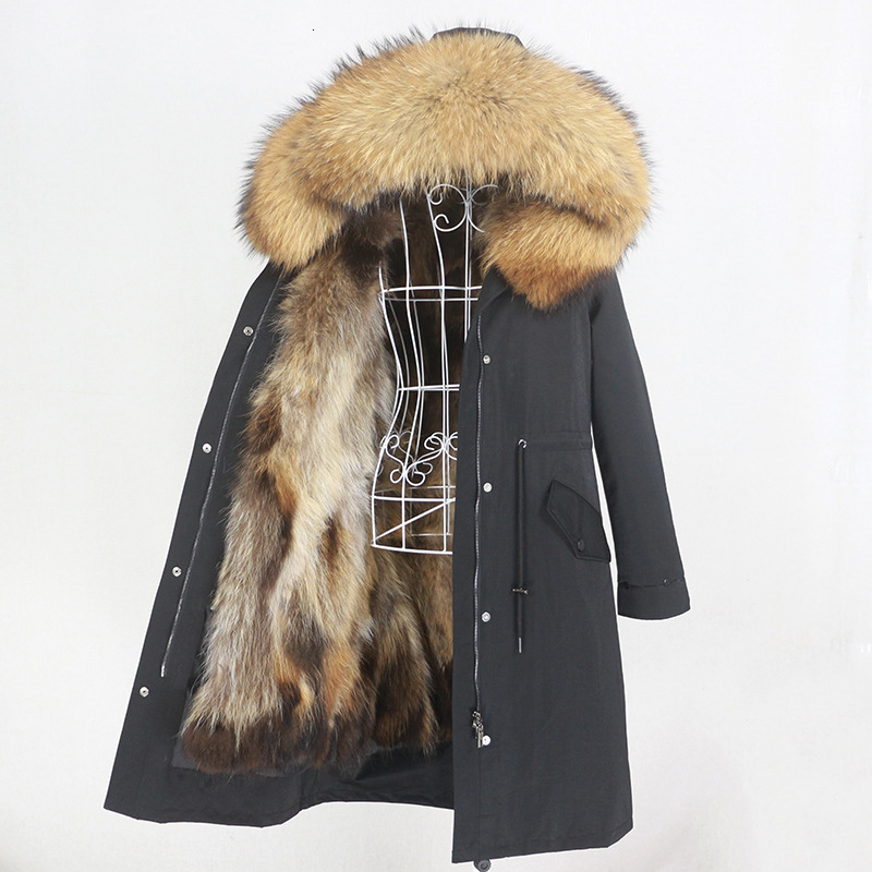 Winter X-Long Gray Natural Real Fox Fur Jacket Coats Men Fashion Real Fur Coat Long Parkas Winter Black Parka Removable 240809