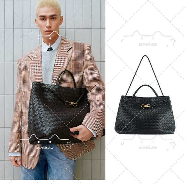 Old money style woven tote bag Andiamo commuting briefcase versatile cowhide large handbag