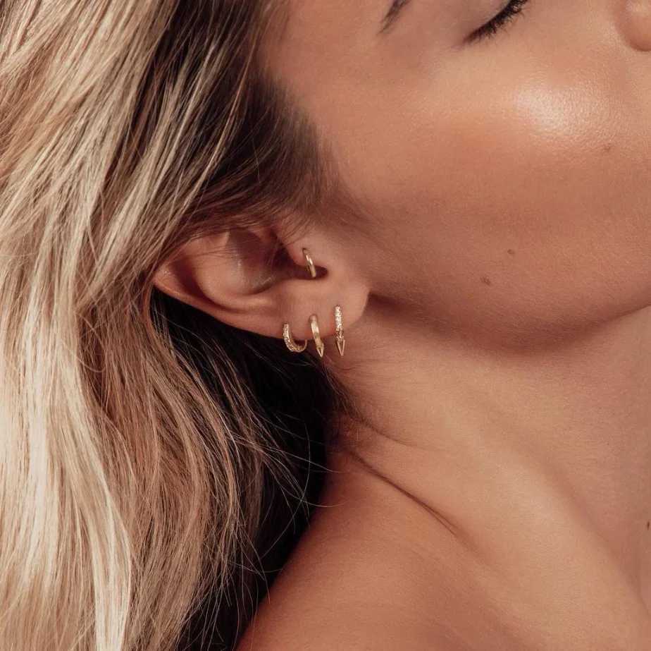 Silver Gold Color Hoop Earring Trendy Punk Hip Hop Rivet Ear Rings for Women Gothic Party Jewelry Pendientes Orecchini 2025 G251216