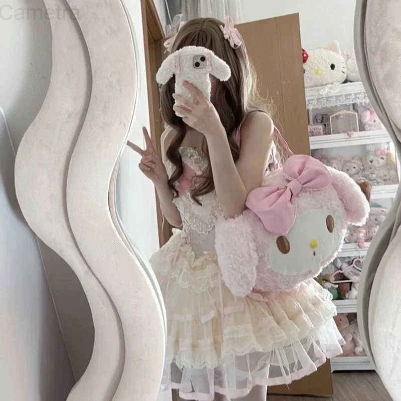 Sanrio 2025 New Melody Bag Tote Bag Cute Student Backpack Girl Pink Cute Cartoon Shoulder Bag Lolita Skirt Accessories H251216