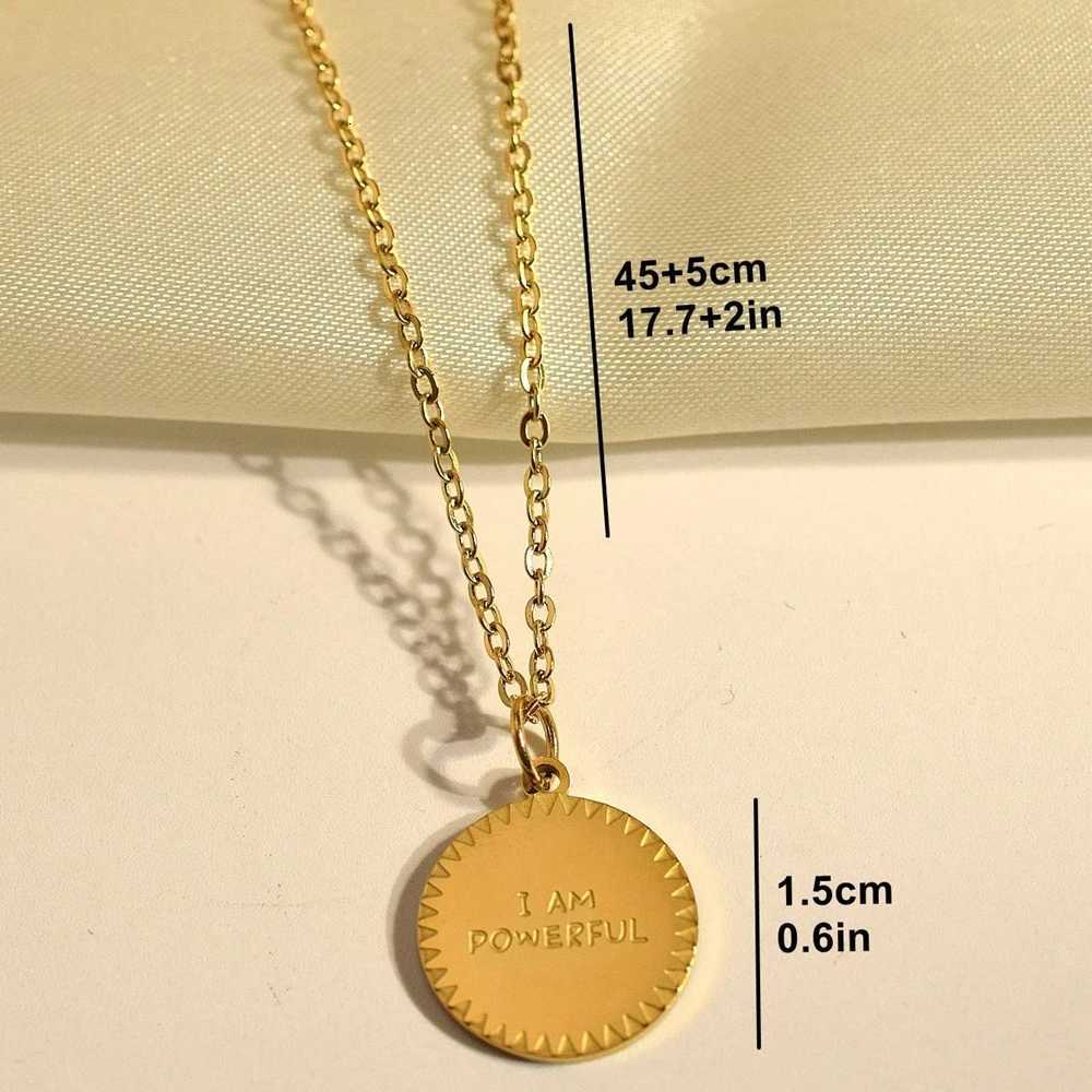 MECYLIFE I AM Powerful round Engraved Necklace Stainless Steel Unisex Jewelry Gift for Men And Women M251216