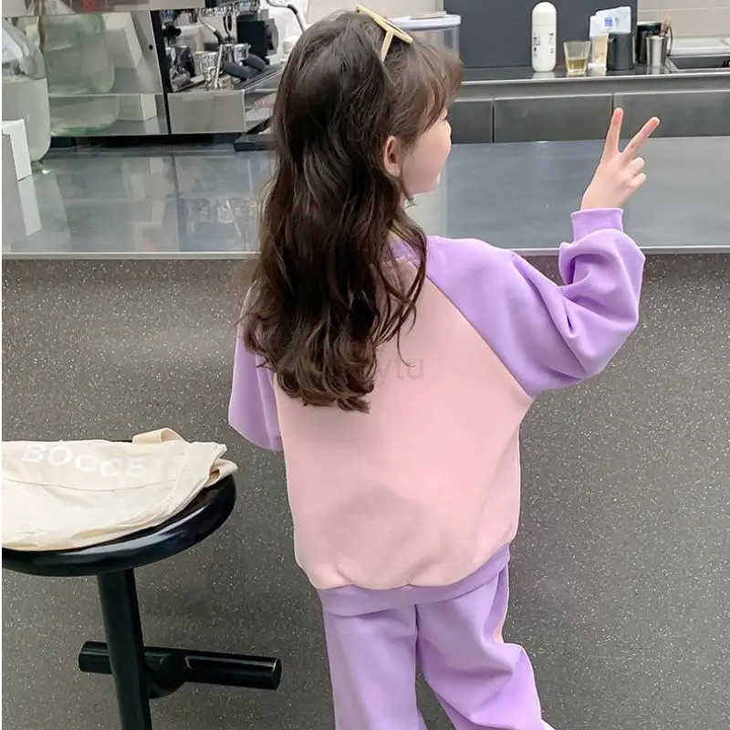 Sanrio Anime Cartoon Kawaii Girls Color Combination Suit Kuromi Spring and Autumn New Sweatshirt Trousers Sportswear Soft Sweet H251216