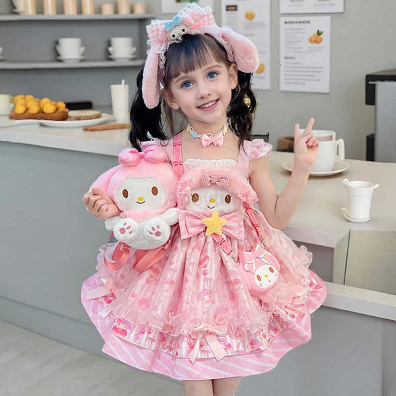 Sanrio My Melody Cinnamoroll Dress Anime Cartoon Lolita Dresses Princess Kawaii Plush Backpack Headband Sock Necklace Girl Holiday Gift H251216