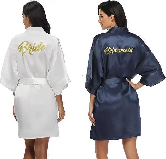 6 Pieces Bridal Shower Bathrobe Set for Bride and Bridesmaid Silky Robe Set Getting Ready Dressing Gown C251216