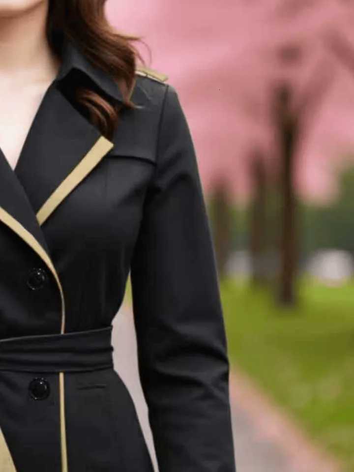 Spring Autumn Trench Coat European American Womens Jacket Street Elegant Quality Double-Breasted Womens Wear Thin CoatT251216
