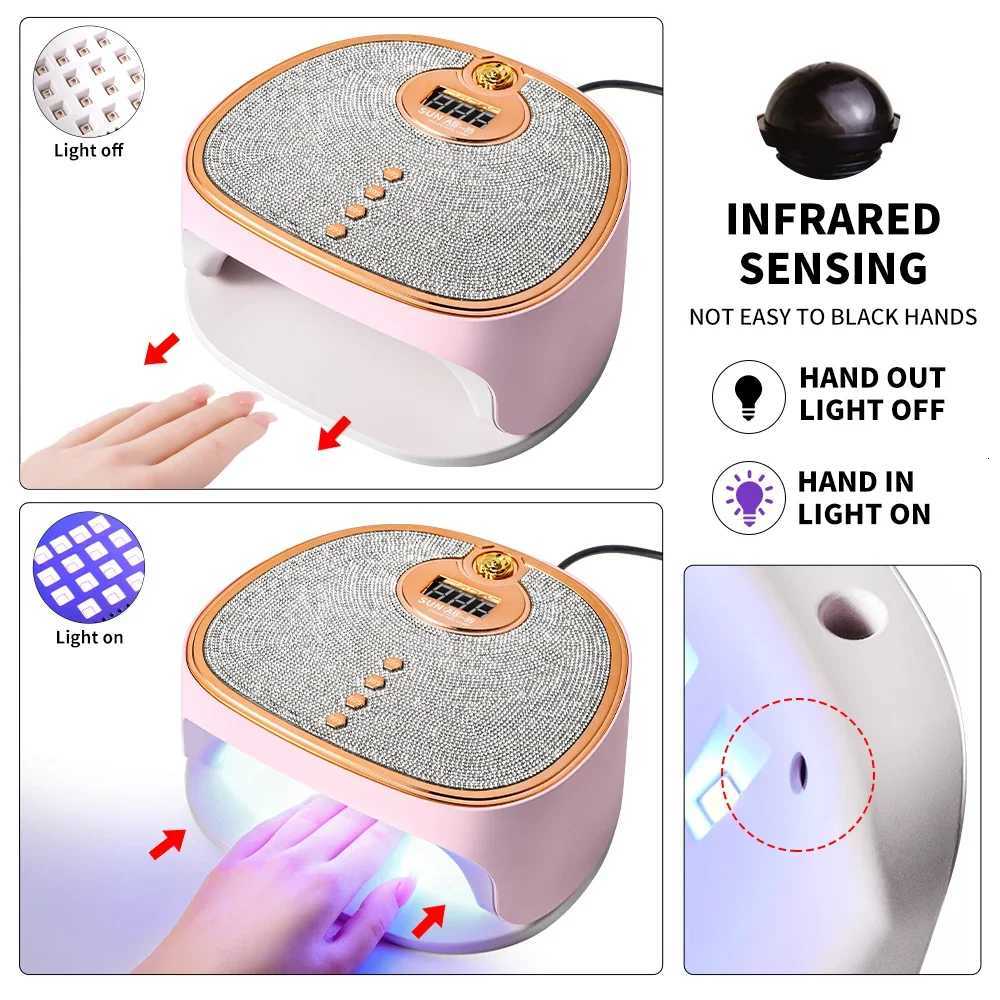 Limegirl Nail LED UV Lamp for Quick Drying Gel Nails Polish Resin 4 Timer Diamonds Design 45LED UV Manicure Light Dryer MachineT251216