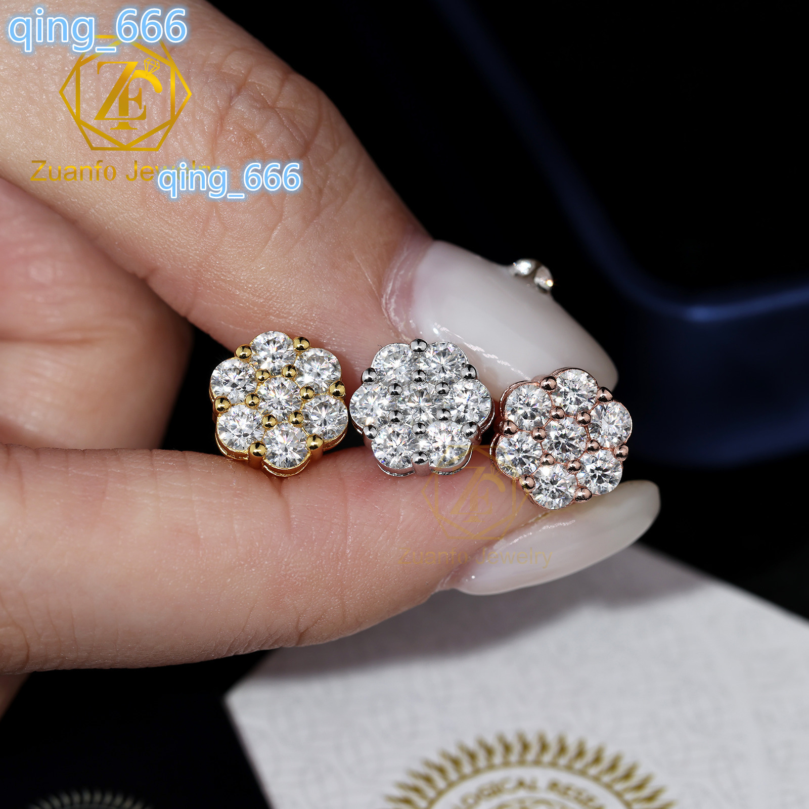 GRA Pass Diamond Tester Round Diamond 925 Silver Cluster 6mm 9mm Iced Out VVS Moissanite Jewelry Hip Hop Stud Earrings
