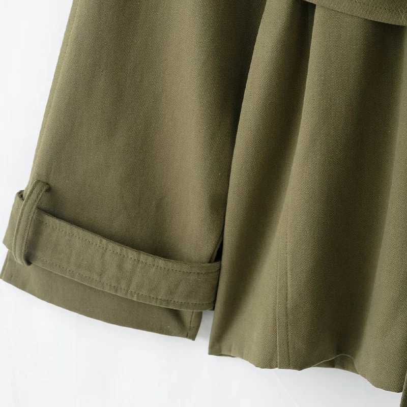 Willshela Women Fashion With Belt Green Hidden Breasted Trench Jacket Vintage High Neck Long Sleeves Female Chic Lady OutfitsT251216