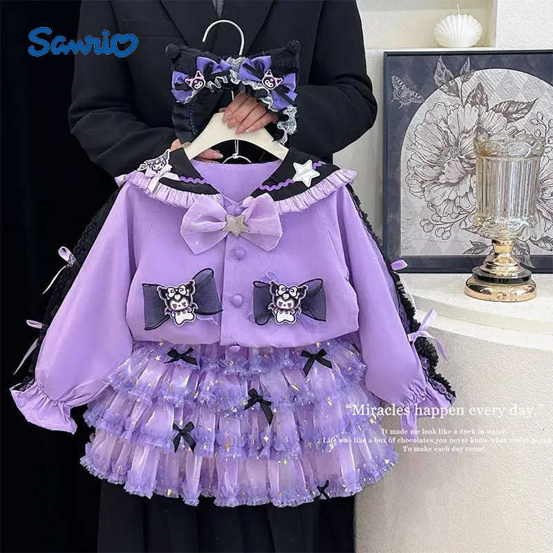 Sanrio Kawaii Kuromi Children Lovely Cartoon Comfortable Jacket Students Princess Dress Suit Hoodie Christmas Gifts for Kids H251216