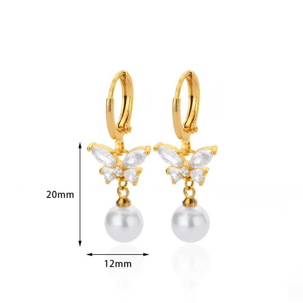 Butterfly Zircon Stainless Steel Pearl Earrings For Women Gold Plated Piercing Earring Aesthetic Luxury Jewelry Gift 2023 New G251216