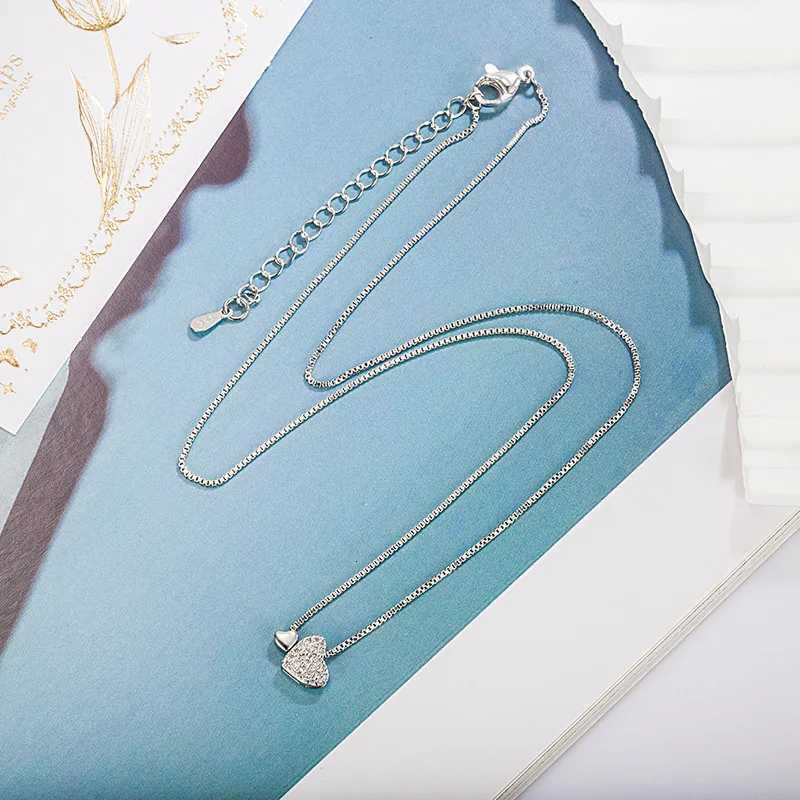 Simple Double Heart Pendant Necklace for Women Couple Copper Choker Steel Chain Wedding Party Friends Jewelry Gift M251216