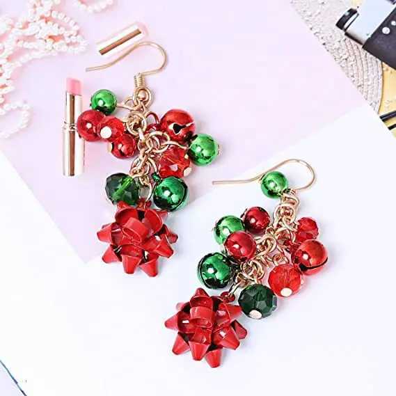 Christmas Necklace X-Mas Jingle Bell Necklaces Present Bow Pendant Necklace Earrings Gifts for Women Girls M251216